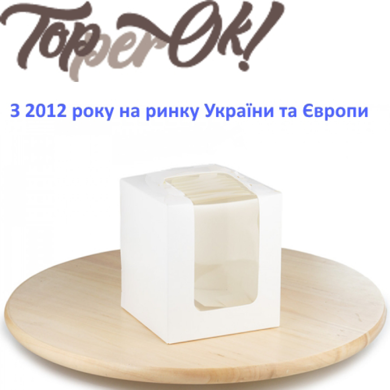 Коробка для бенто-торта 21х21х18 см з прозорим вікном