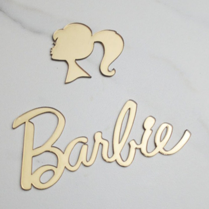 Золотий топер на торт Barbie. Топери для торта Барбі. Силует ляльки прикраса торта