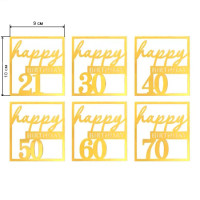 Золотой топпер Happy Birthday ** лет