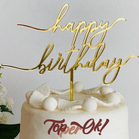 Топпер Happy Birthday золотой