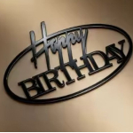 Топер на торт Happy Birthday з дзеркального акрилу