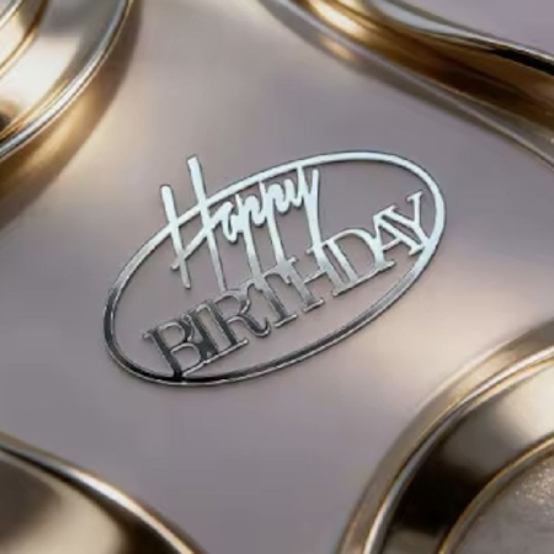 Топер на торт Happy Birthday з дзеркального акрилу
