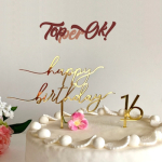 Дзеркальний топер на торт «З Днем Народження» та Happy Birthday