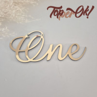Золотий топер на торт, напис One