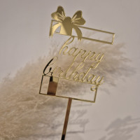 Топпер Happy Birthday, золотой
