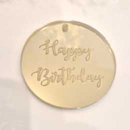 Топпер золотой Happy Birthday