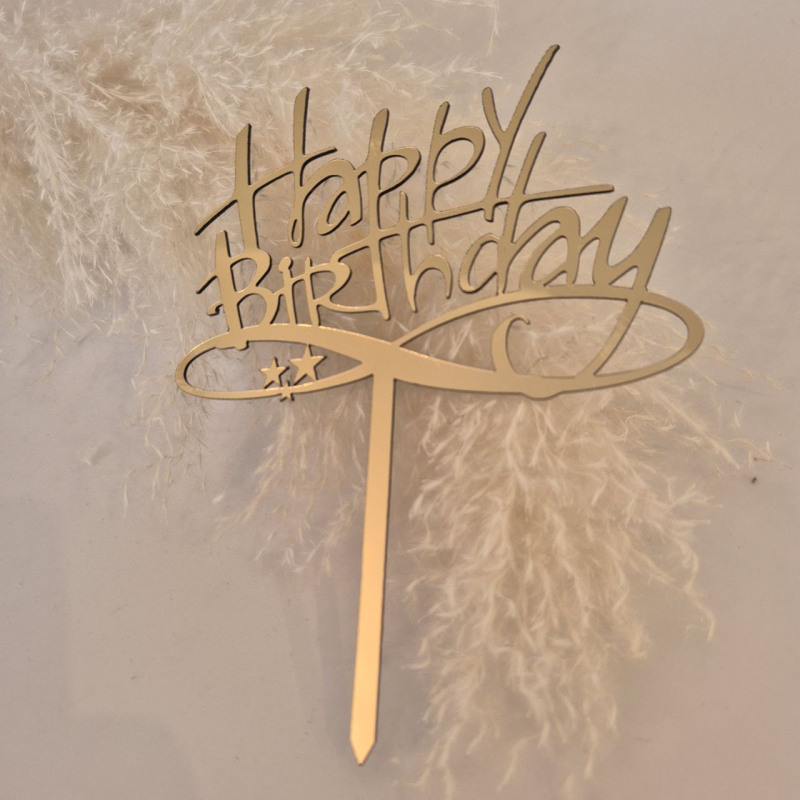 Дзеркальні топери на торт. Купити топер для торта. Happy Birthday
