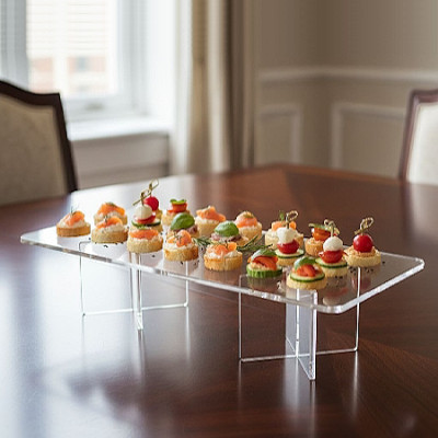 Акрилова підставка та прозорий подіум для десертів та товарів