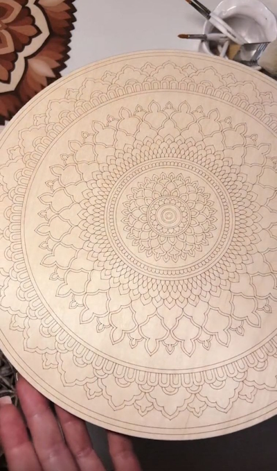 Деревянная мандала для раскраски и декора. Заготовка мандалы из дерева для росписи