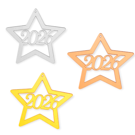 Подвеска звезда зеркальная акриловая с надписью 2026 от Топперок Символ года 2026 купить. Декор зеркальный 2026. Подвеска звезда зеркальная акриловая с надписью 2026