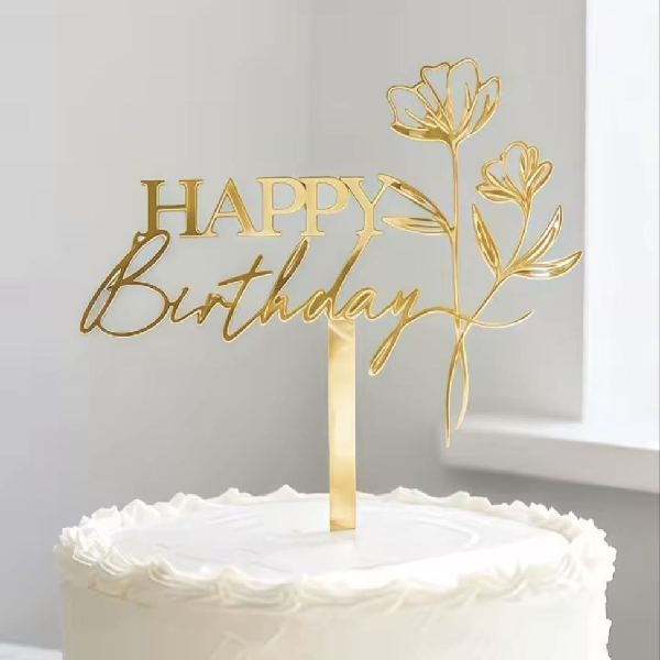 Топпер для торта на День Рождения «Happy Birthday» Зеркальные топперы для торта на День Рождения «Happy Birthday»
