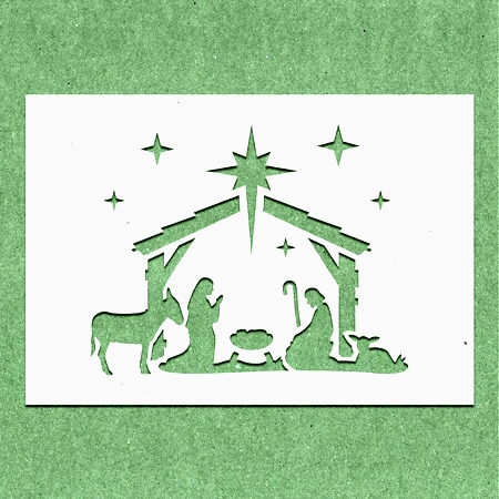 Трафарети різдвяний вертеп.
Різдвяний вертеп візерунок. Трафарет народження Ісуса Христа 
title=